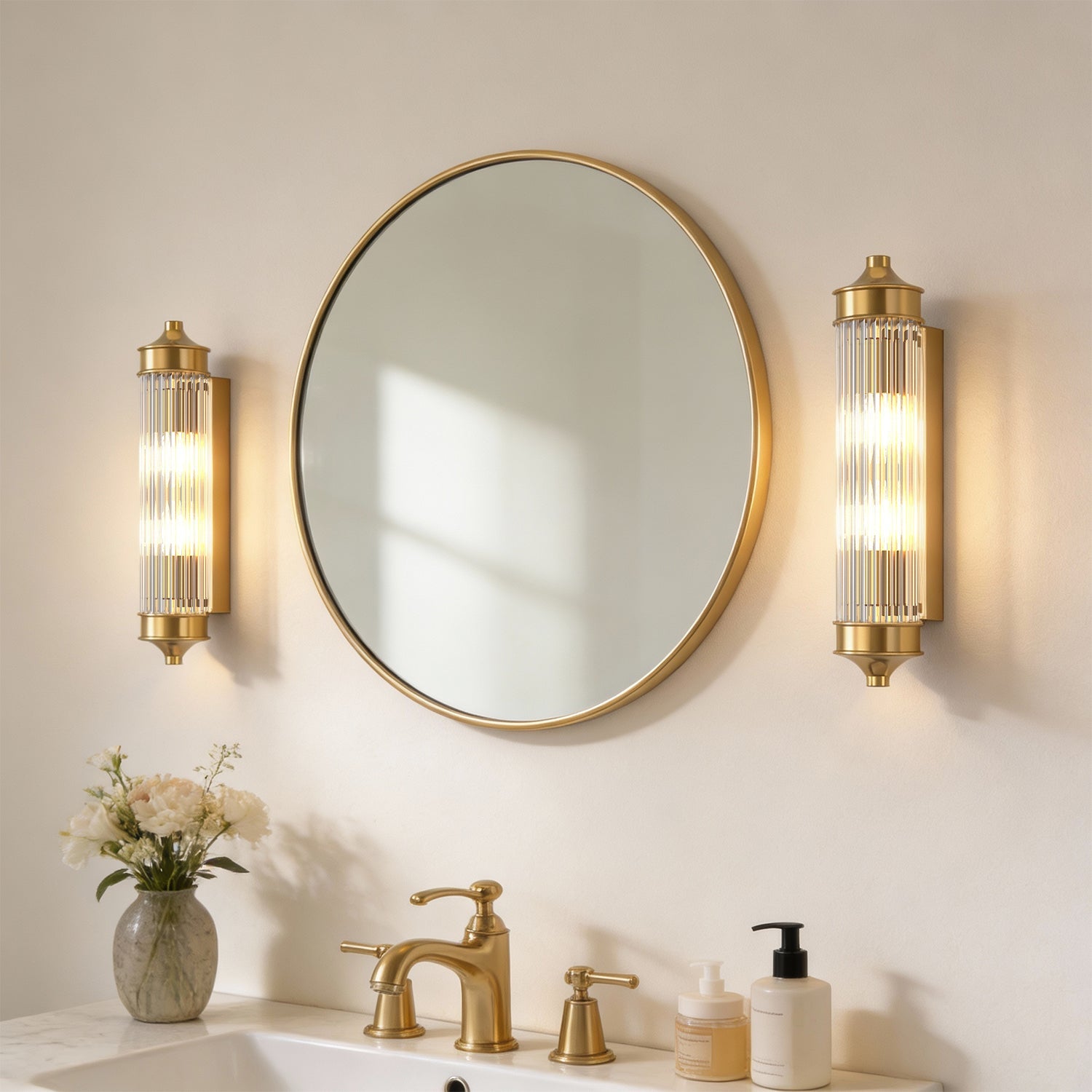 Jandcase 2-Light  Crystal Glass Bar Indoor  Wall Sconce with Crystal Glass Shade 2-Pack E12  Copper Metal Indoor Wall Light