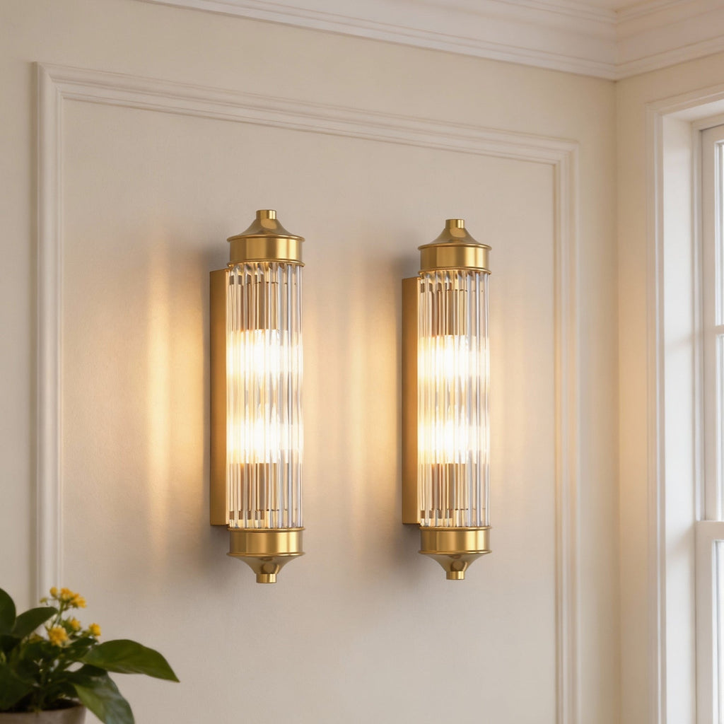 Jandcase 2-Light  Crystal Glass Bar Indoor  Wall Sconce with Crystal Glass Shade 2-Pack E12  Copper Metal Indoor Wall Light