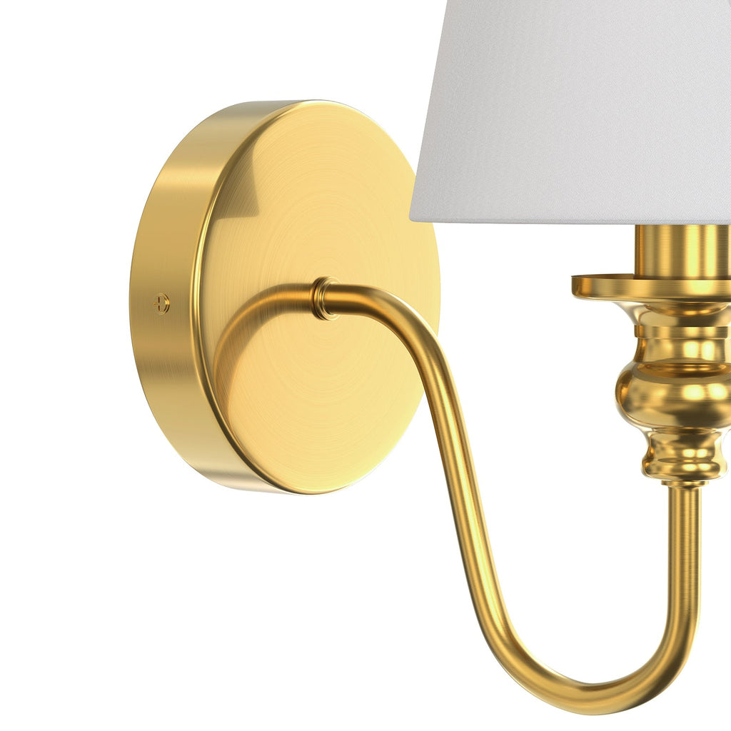 Jandcase 2-Pack 5.9 in. Indoor Wall Sconce Metal Horn with White Linen Shade Traditional E12 Base Non-Integrated Light