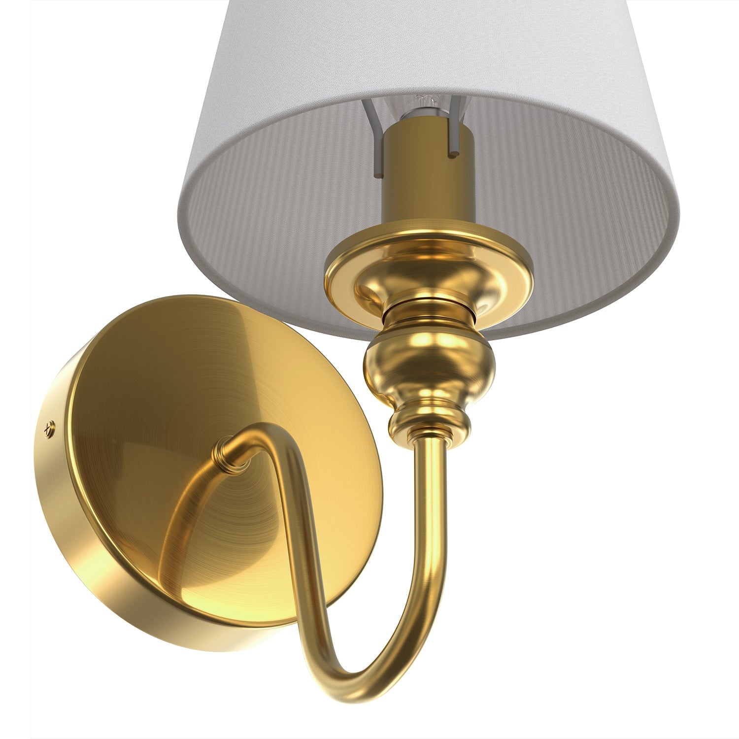 Jandcase 2-Pack 5.9 in. Indoor Wall Sconce Metal Horn with White Linen Shade Traditional E12 Base Non-Integrated Light