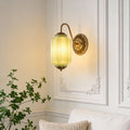 Jandcase Modern1-Light Wall Sconce, 6 in. Curved Arm Copper  E12 Base Metal and Glass Indoor Wall Light with Plum Glass Shade