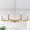 Jandcase 8-Light Brass Chandelier Modern Candle Style Ceiling Light Fixture E12 Hanging Chandelier for Dining Room Living Room Entryway