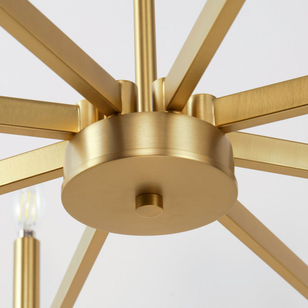 Jandcase 8-Light Brass Chandelier Modern Candle Style Ceiling Light Fixture E12 Hanging Chandelier for Dining Room Living Room Entryway