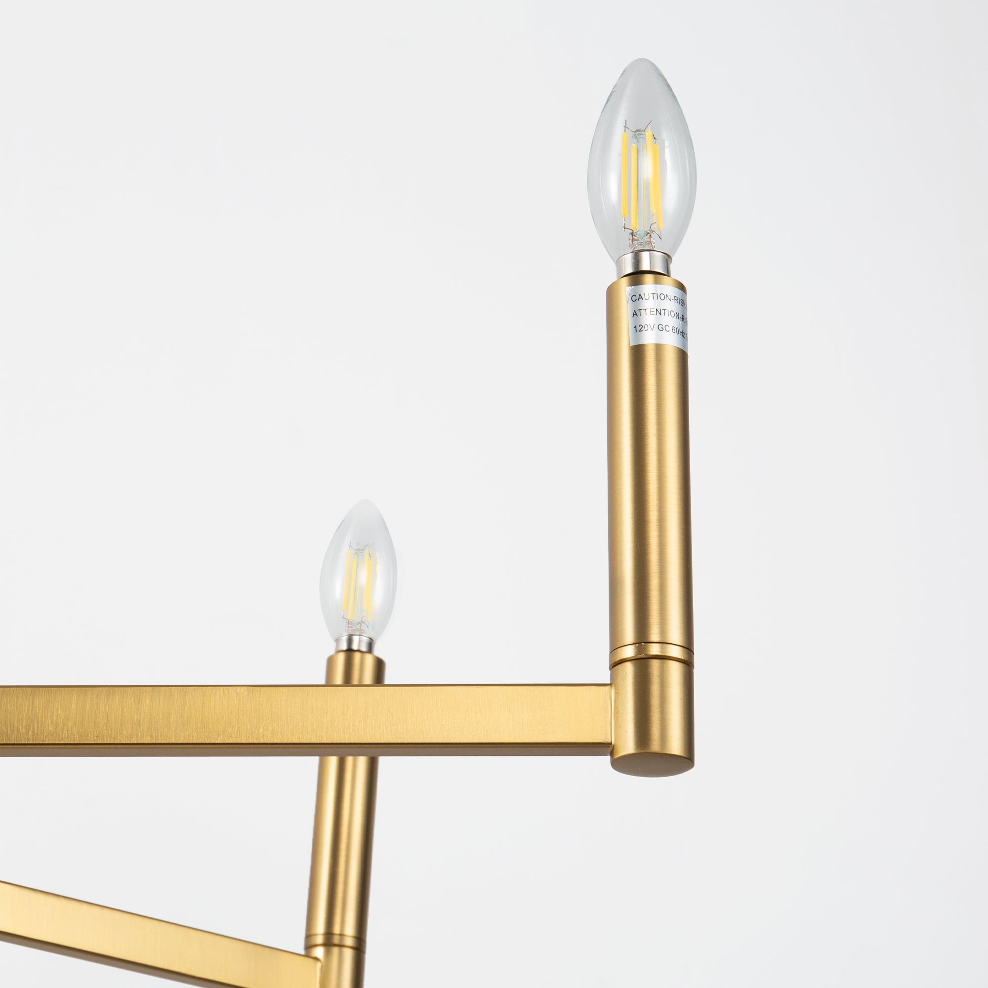 Jandcase 8-Light Brass Chandelier Modern Candle Style Ceiling Light Fixture E12 Hanging Chandelier for Dining Room Living Room Entryway