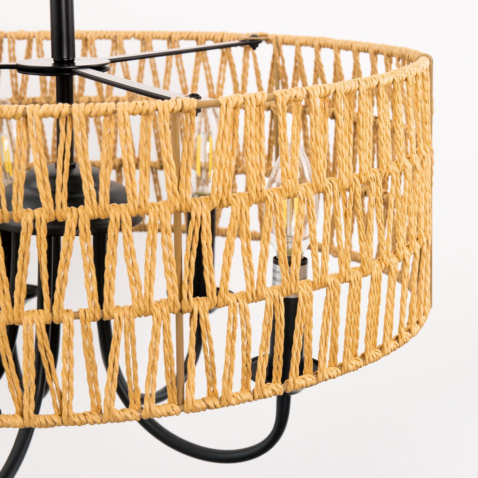 Jandcase 5-Light Matte Black Woven Branch Chandelier Rustic Farmhouse Pendant Light E12