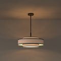 5-Light Farmhouse 3-Tier Matte Black KD Pendant Light Chandelier with Black Frame and White TC Fabric Shades, E12 Base