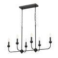 6-Light Traditional Black Powder-Coated Metal Branch Chandelier with E12 Base for Dining Room Bulbs Not Included