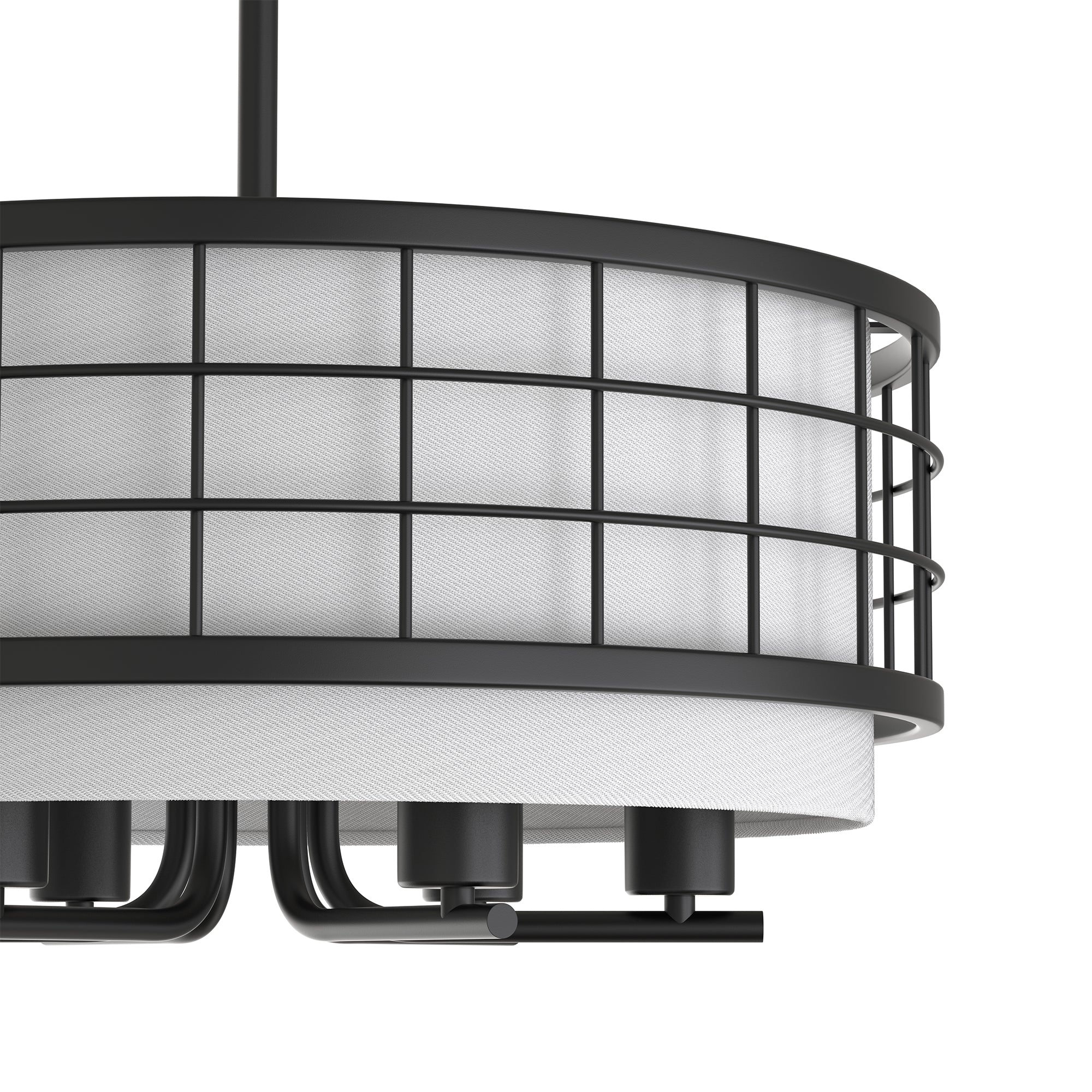 Jandcase 19. 7 in. 6-Light Black Drum Chandelier with Linen Fabric Shade, Traditional Hanging Fixture with E26 Base bulb Excluded