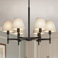 26.8 in 6-Light Matte Black Metal Twisted Tube Chandelier with Fabric Shades, Traditional Branch Hanging Light E12 Base