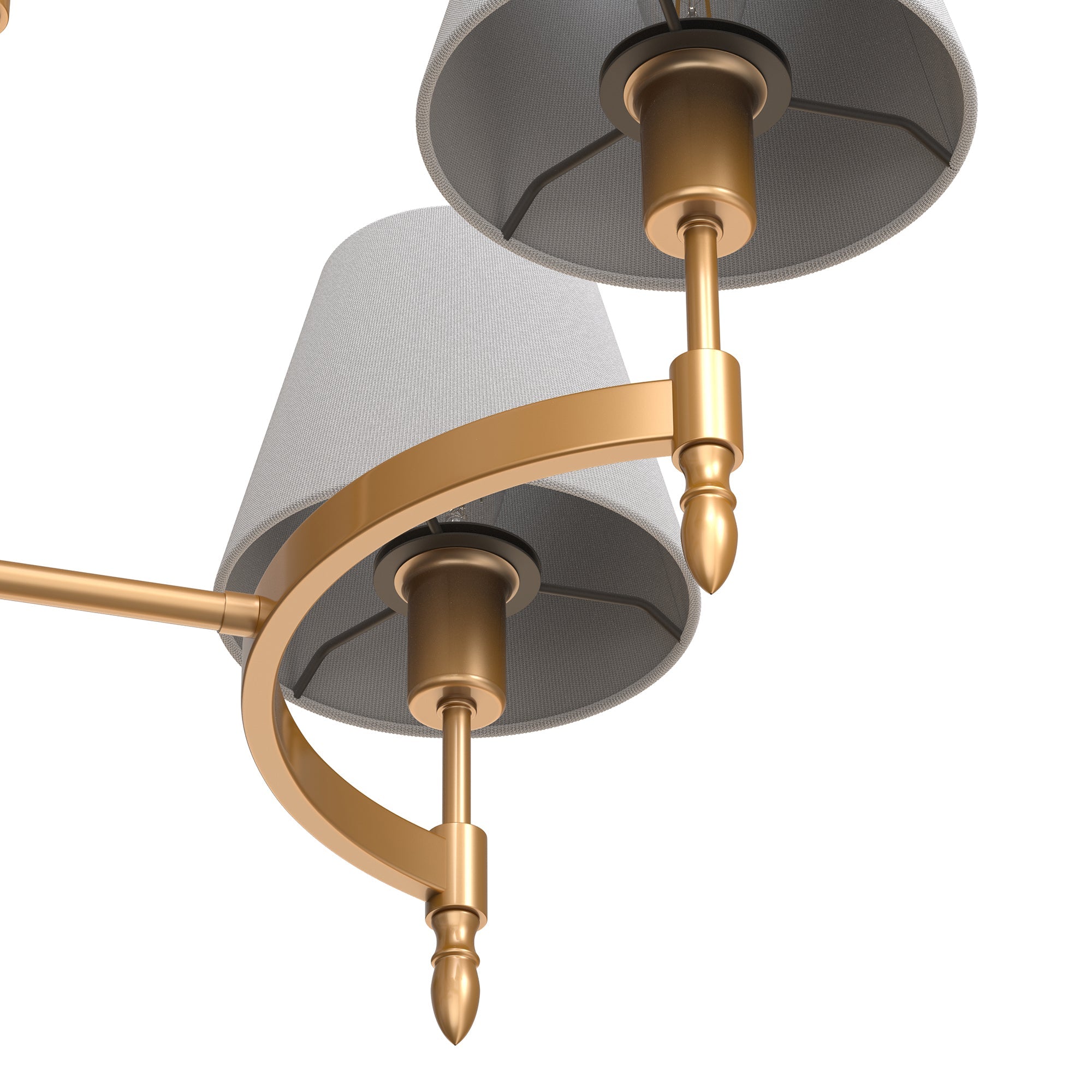 6-Light Deep Gold Tube Chandelier with Fabric Shades,E12 Bulbs, Traditional Ceiling Lighting for Dining Room,Living Room