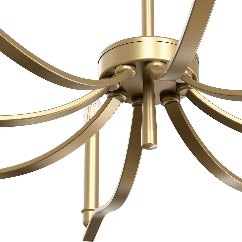 Jandcase 43.7 in. 8-Light Gold Candle Chandelier with Chain Hanging Traditional Metal E12 Candle Style Hanging Ceiling Light