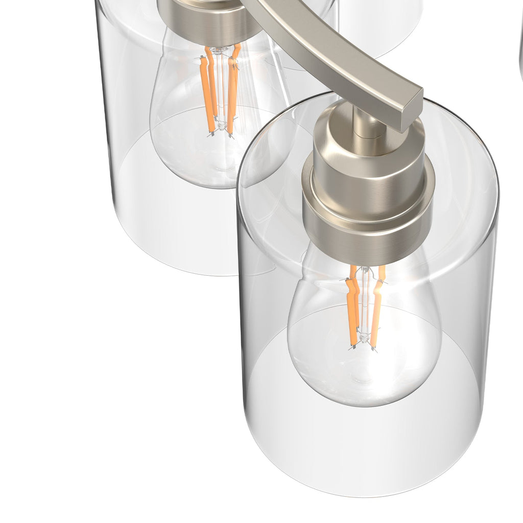 Jandcase 9-Light Sand Nickel Metal Frame Branch Chandelier with Clear Glass Shades, E26 Base, Traditional Ceiling Hanging Fixture