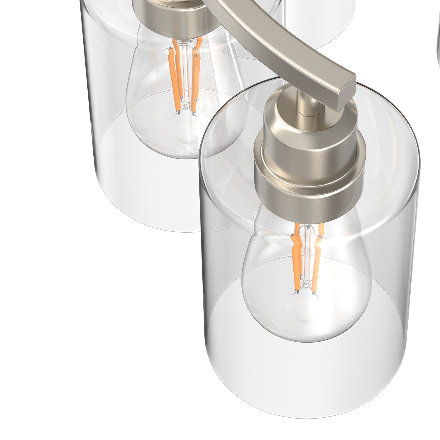 Jandcase 9-Light Sand Nickel Metal Frame Branch Chandelier with Clear Glass Shades, E26 Base, Traditional Ceiling Hanging Fixture