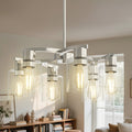 Jandcase 6-Light Sand Nickel Twisted Branch Chandelier with Explosion-Proof Glass Shades, Traditional Hanging Pendant Light