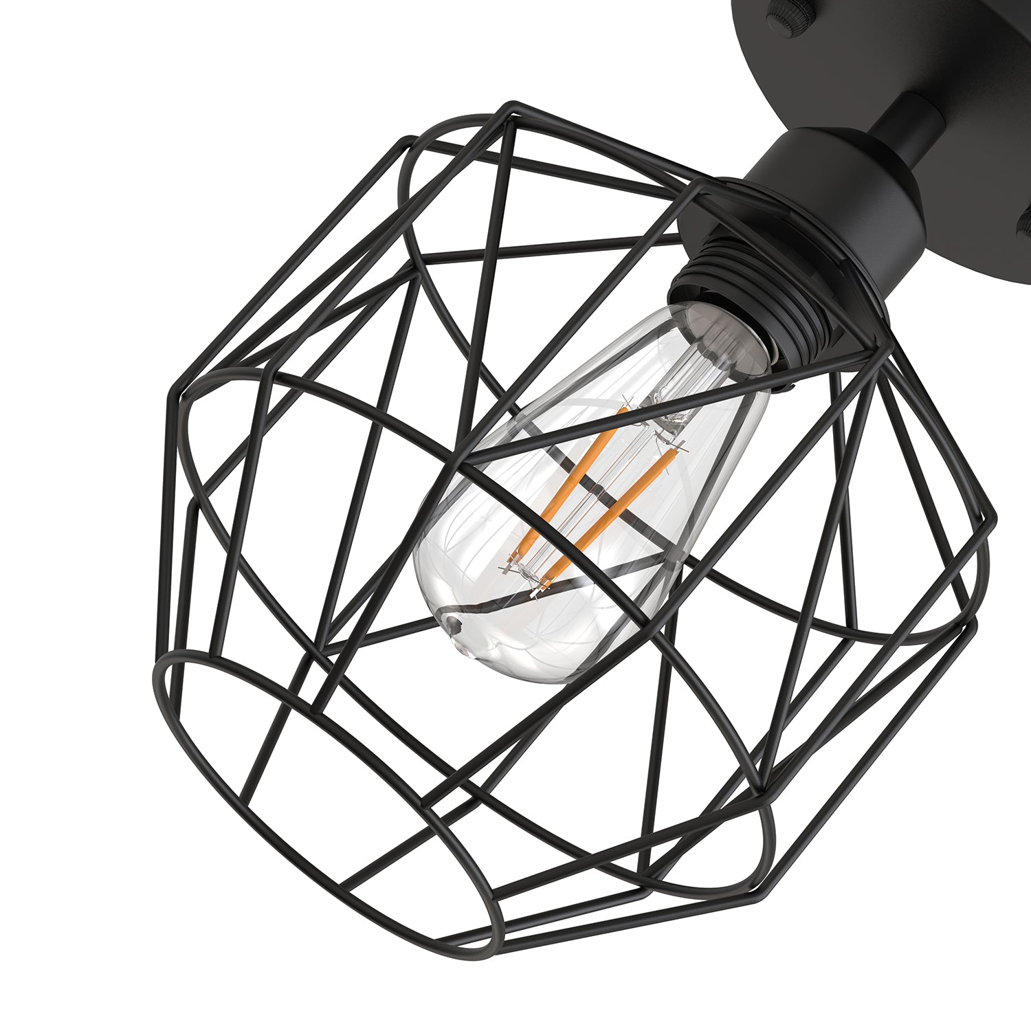 Jandcase 7.2 in. 1-Light Matte Black Traditional Semi Flush Mount Ceiling Light with Metal Wire Cage Shade, No Bulbs Included