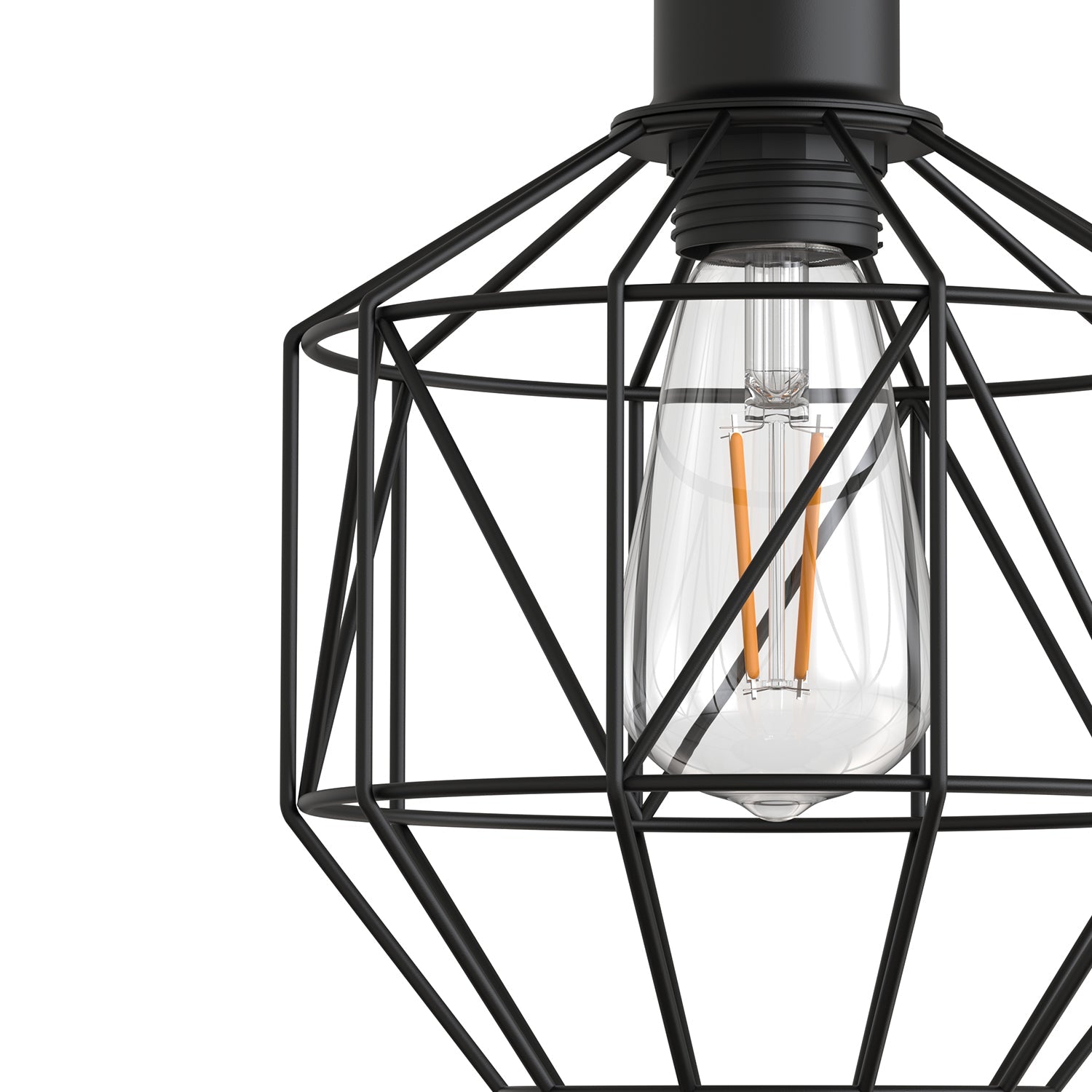 Jandcase 7.2 in. 1-Light Matte Black Traditional Semi Flush Mount Ceiling Light with Metal Wire Cage Shade, No Bulbs Included
