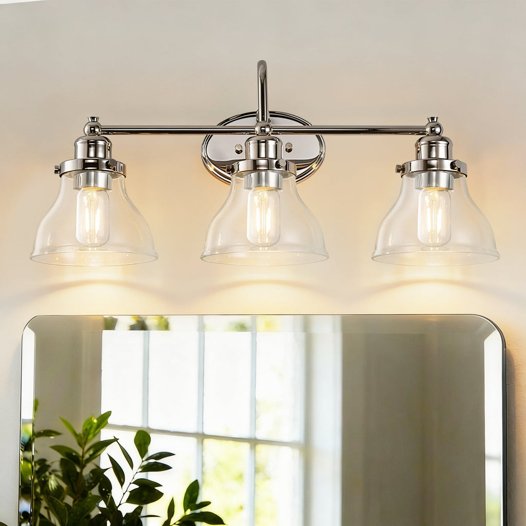 Jandcase 24.3 in. 3-Light Chrome Metal Vanity Wall Light with Curved Fishing Rod Design