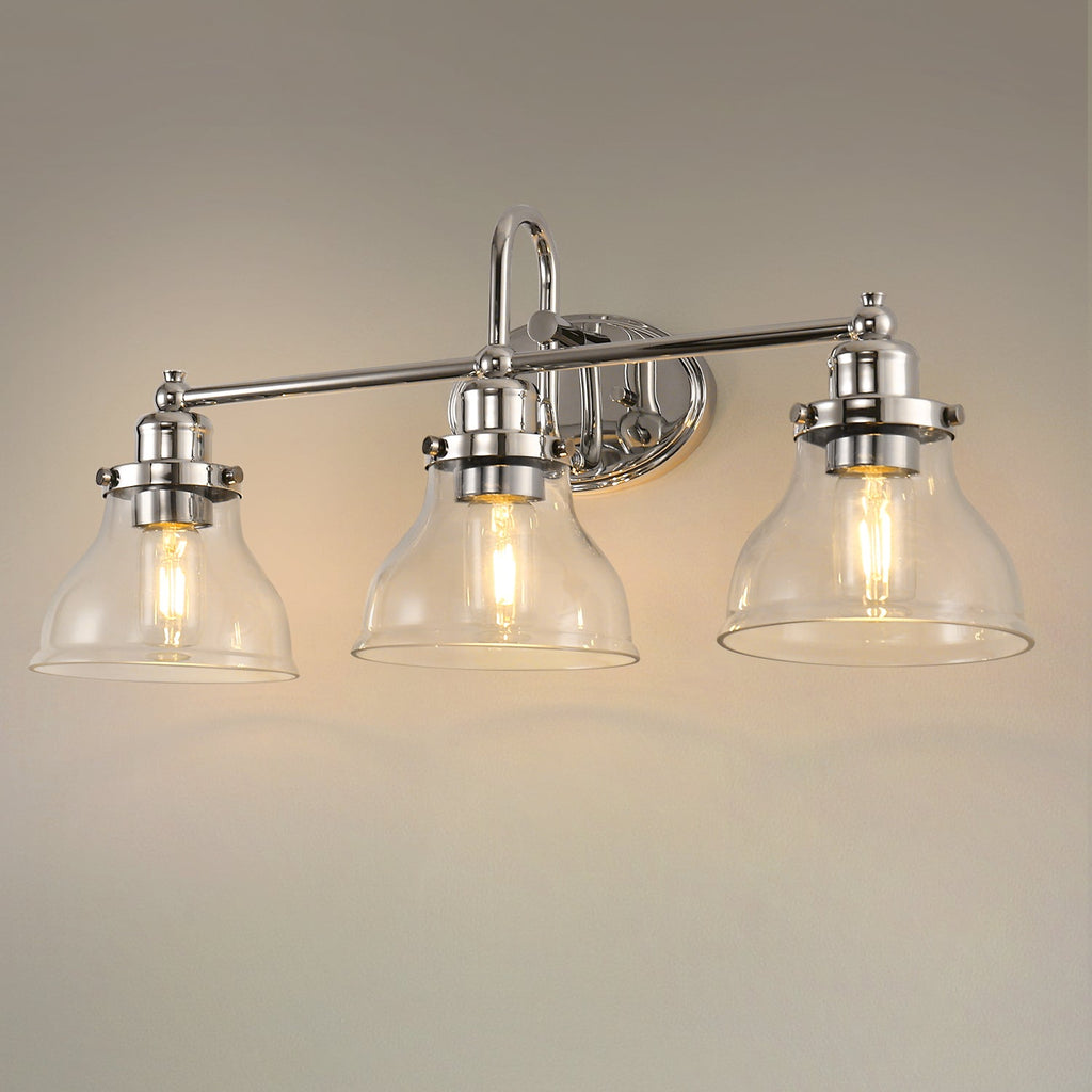 Jandcase 24.3 in. 3-Light Chrome Metal Vanity Wall Light with Curved Fishing Rod Design