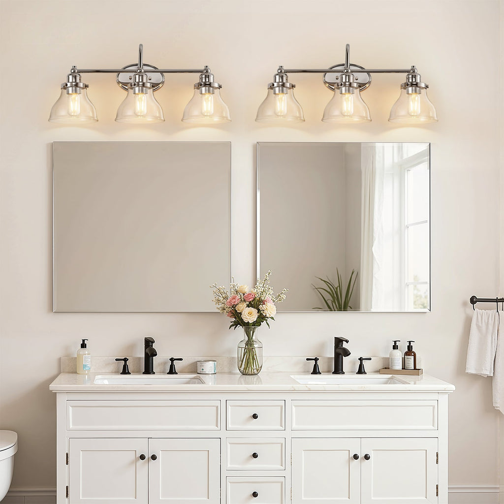 Jandcase 24.3 in. 3-Light Chrome Metal Vanity Wall Light with Curved Fishing Rod Design