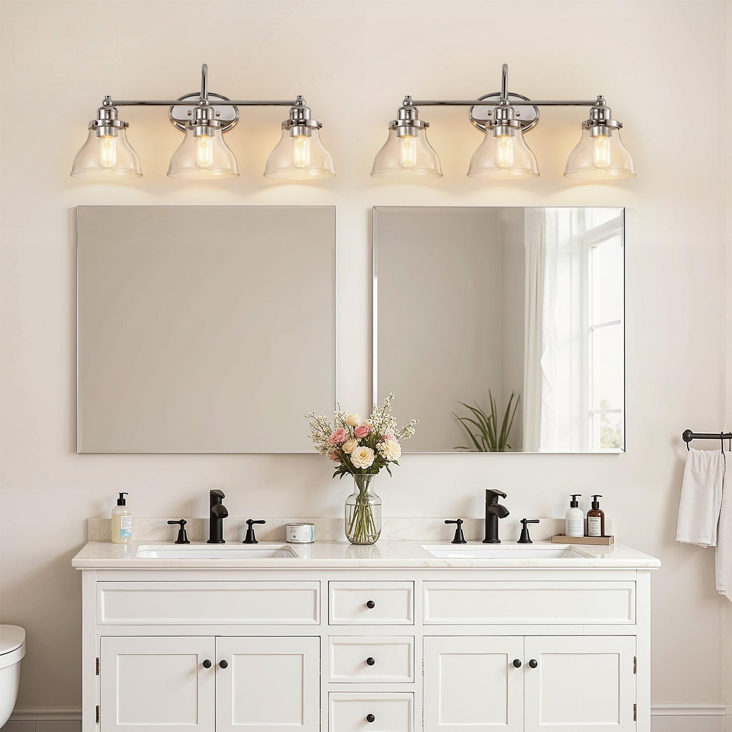 Jandcase 24.3 in. 3-Light Chrome Metal Vanity Wall Light with Curved Fishing Rod Design