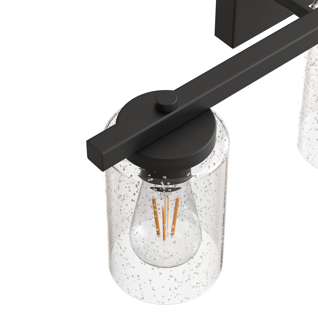 Jandcase 24 in. 3-Light Black Metal Vanity Wall Light with Curved Clear Glass Cylinder Shades