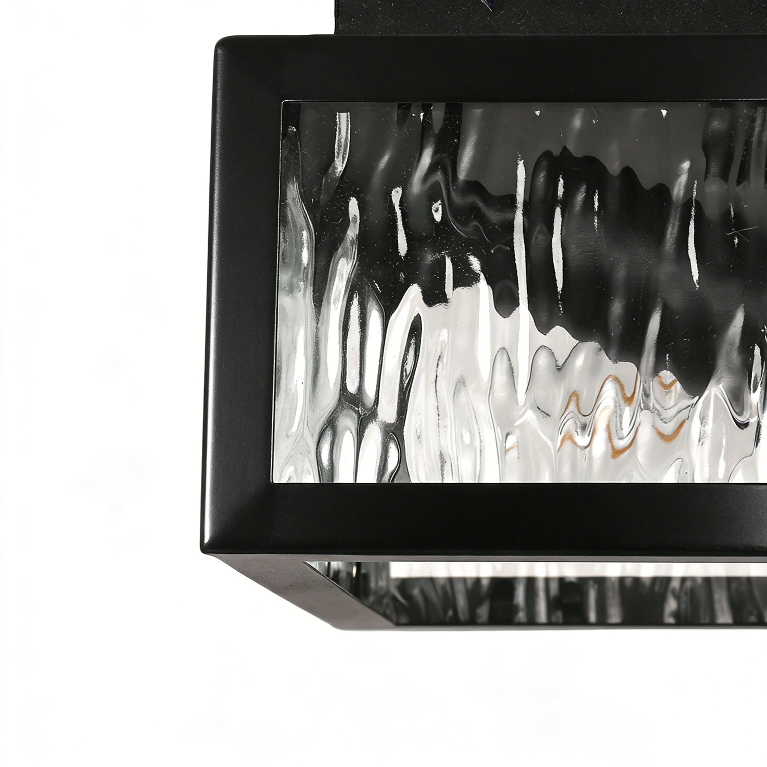 Jandcase 8.8 in. 2-Light Traditional Flush Mount Ceiling Light with Ripple Glass Shade and Sand Black Finish, No Bulbs Included