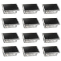 Jandcase 12-Pack Solar Fence Lights Outdoor, RGBW, Dusk to Dawn, 4 LEDs Up & Down, Waterproof Plastic, Black
