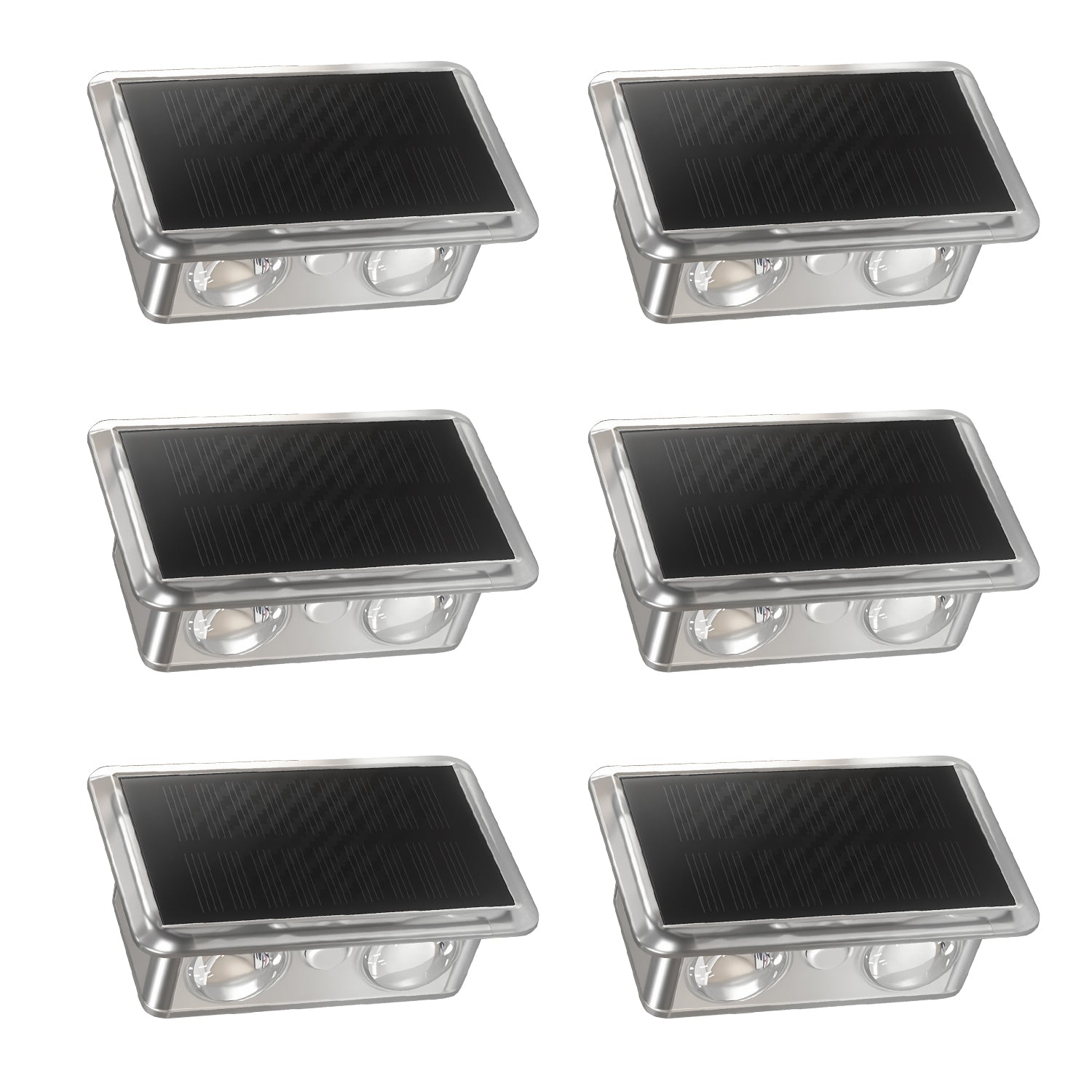 Jandcase 6-Pack Solar Fence Lights Outdoor, RGBW, Dusk to Dawn, 4 LEDs Up & Down, Waterproof Plastic, Black
