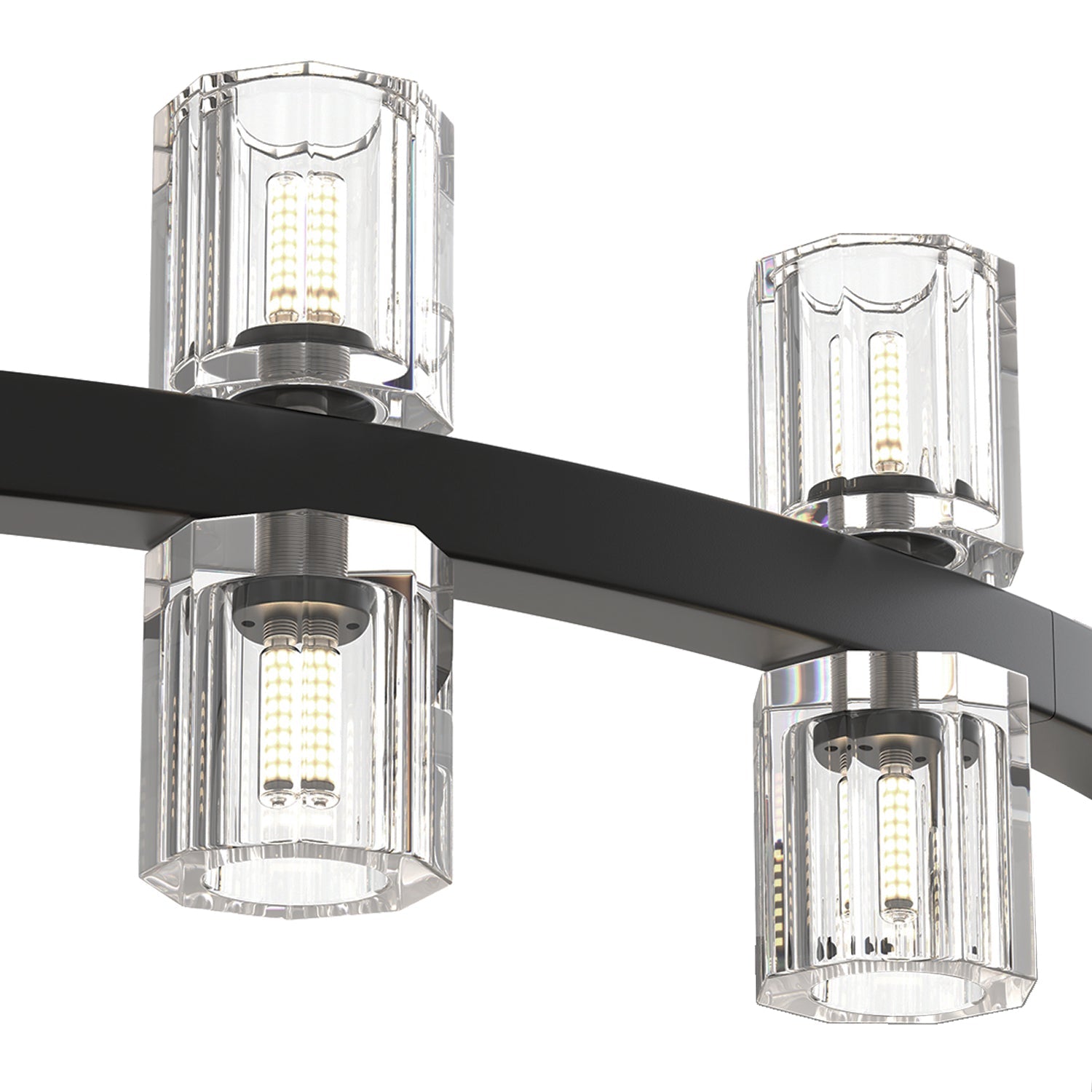 Jandcase 36 in. 36 Light Matte Black Wagon Wheel Chandelier with Crystal Shade and G4 LED Bulbs Included for Kitchen