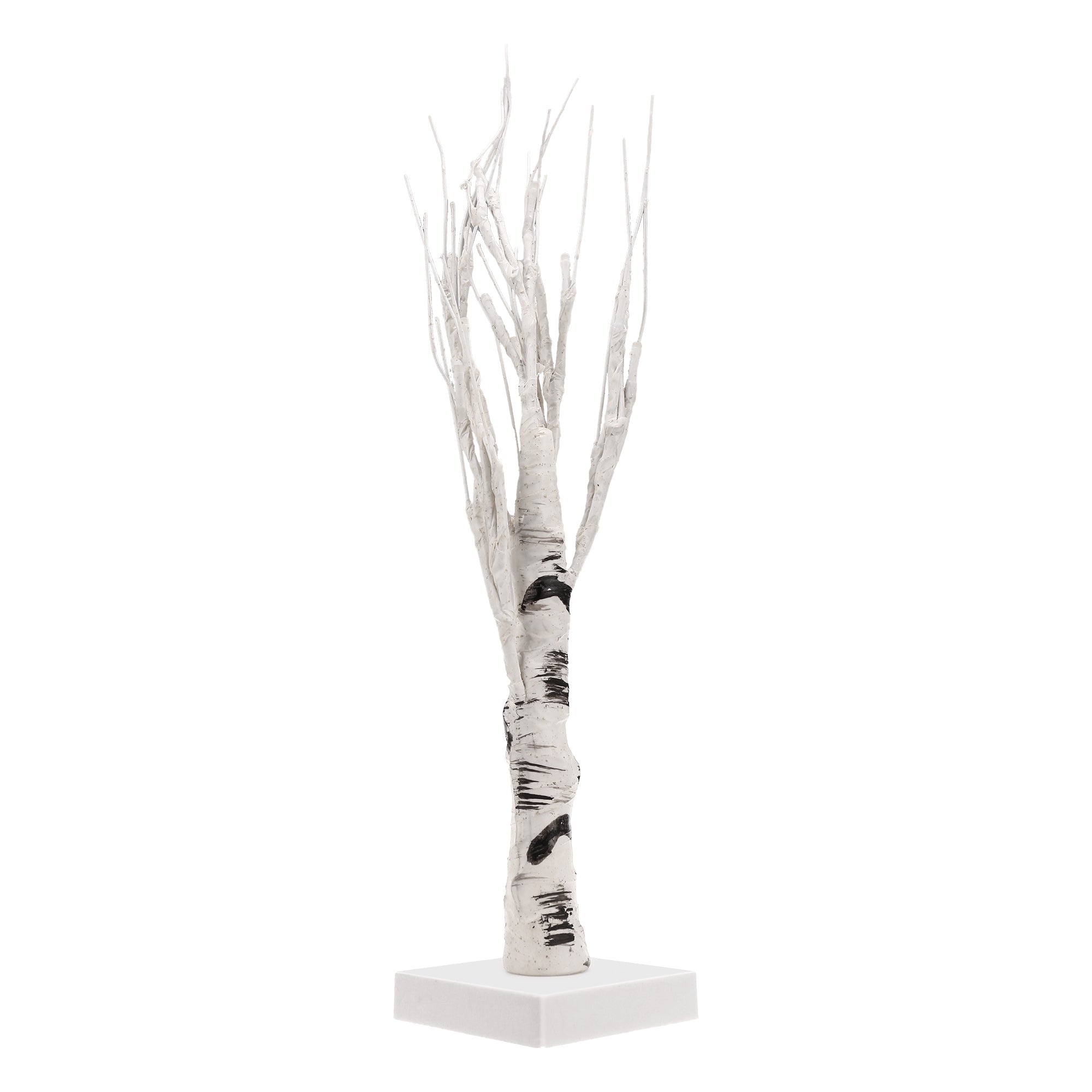 Jandcase 17.7in LED Birch Tree Light Warm White Tabletop Decorative Tree Lamp with Square Base for Bedroom Holiday D¨¦cor