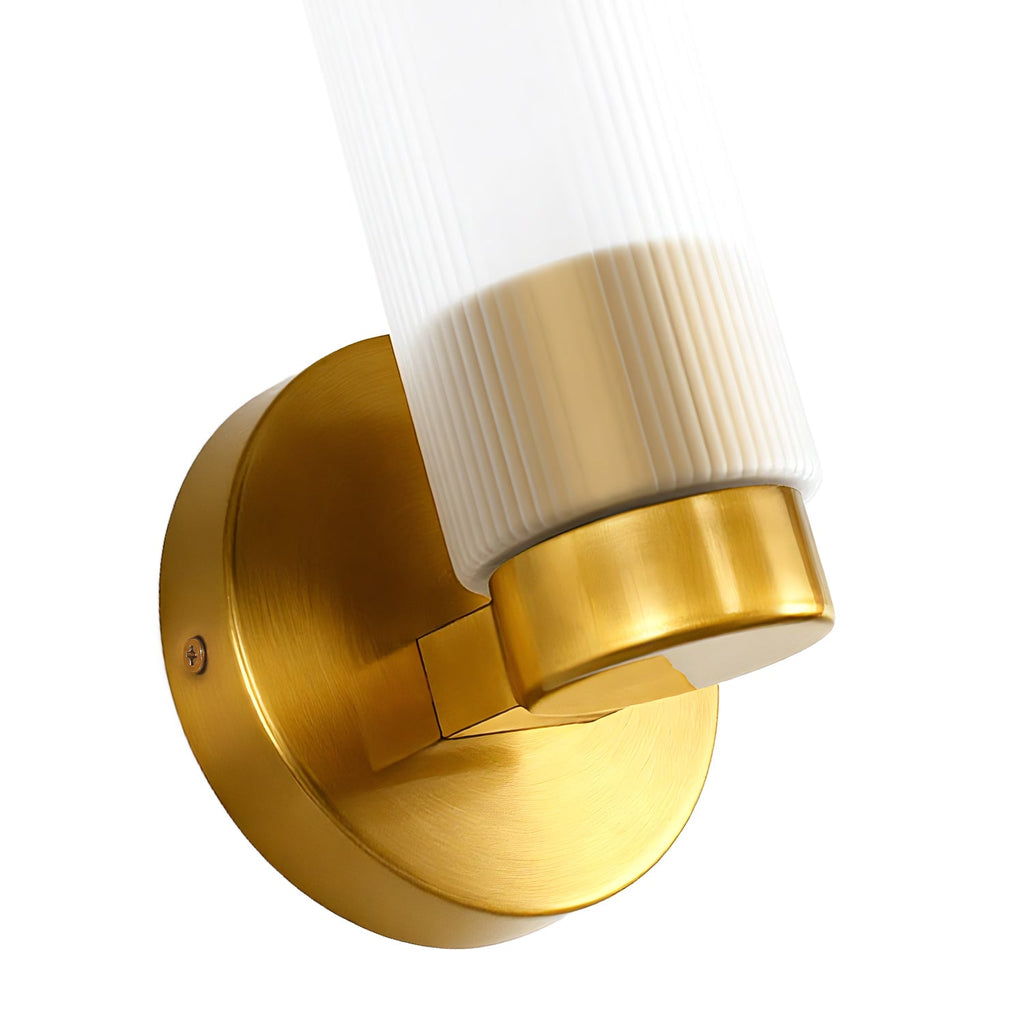 Jandcase 4.1 in. 1-Light Striped Frosted Glass Wall Sconce, Copper Finish Metal, 2-Pack, E26 Bulb Not Included