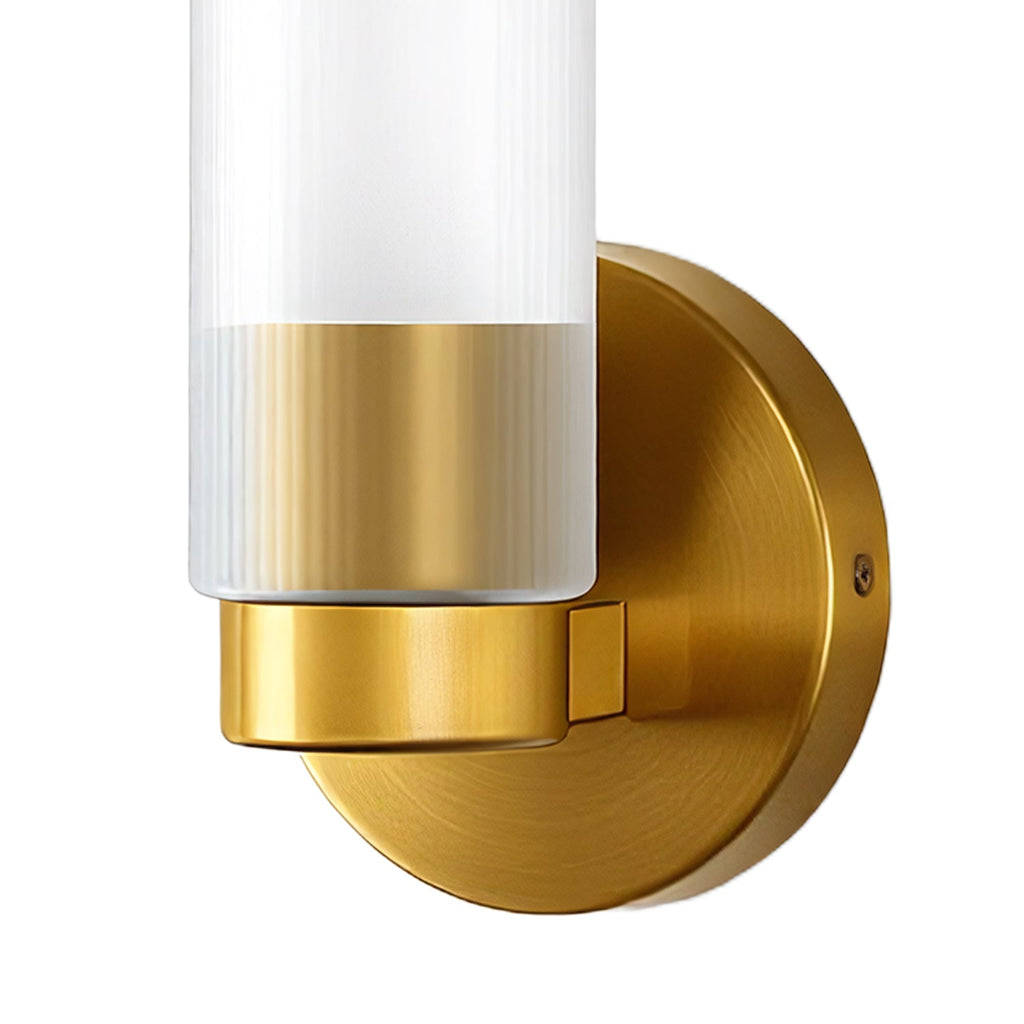 Jandcase 4.1 in. 1-Light Striped Frosted Glass Wall Sconce, Copper Finish Metal, 2-Pack, E26 Bulb Not Included