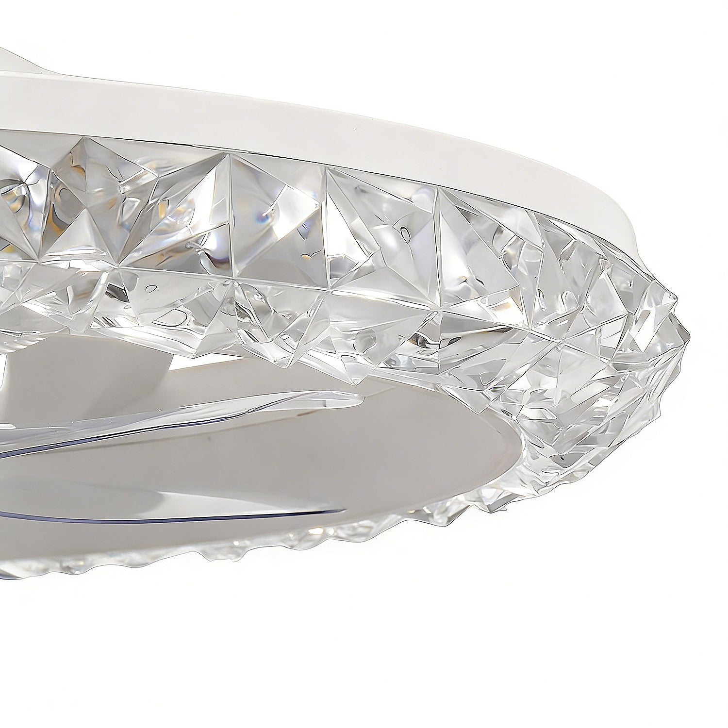 Jandcase 19 in. 15W 7-Blade White Crystal Ceiling Fan with Stepless Dimming and Night Light, Brightness Adjustment 3000 to 6500K