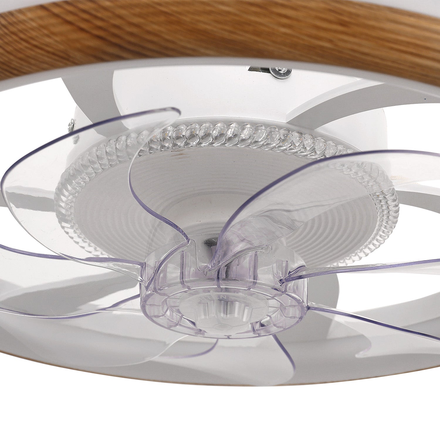 Jandcase 19 in. 15-Watt 7-Blade Wood Grain Standard  Flush Mount Ceiling Fan with Stepless Dimming and Night Light, White Finish