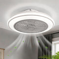 Jandcase 19in LED Ceiling Fan with Light, 5 Blades, Remote Control, Stepless Dimming, 3000K-6500K, Gray & White