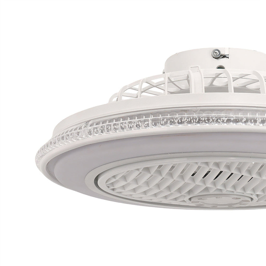 Jandcase 19in LED Ceiling Fan with Light, 5 Blades, Remote Control, Stepless Dimming, 3000K-6500K, Gray & White