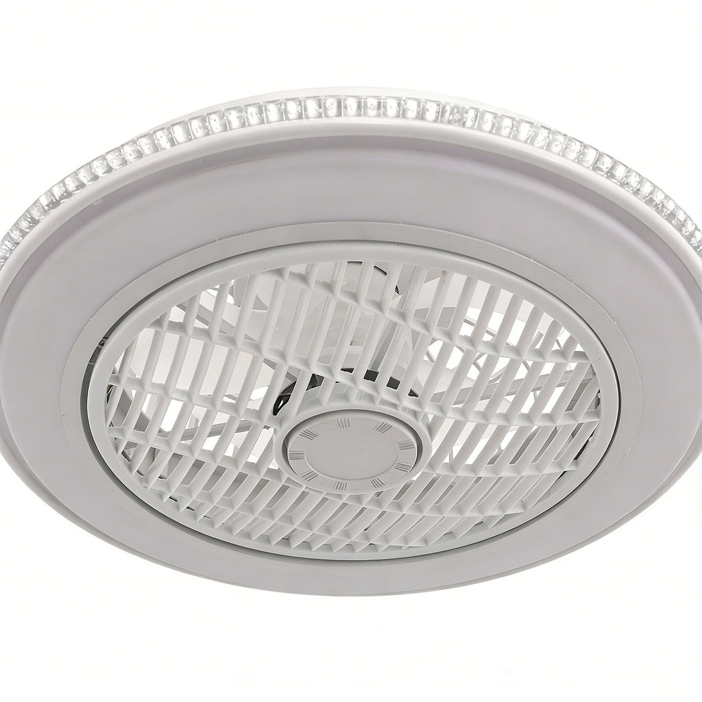 Jandcase 19in LED Ceiling Fan with Light, 5 Blades, Remote Control, Stepless Dimming, 3000K-6500K, Gray & White