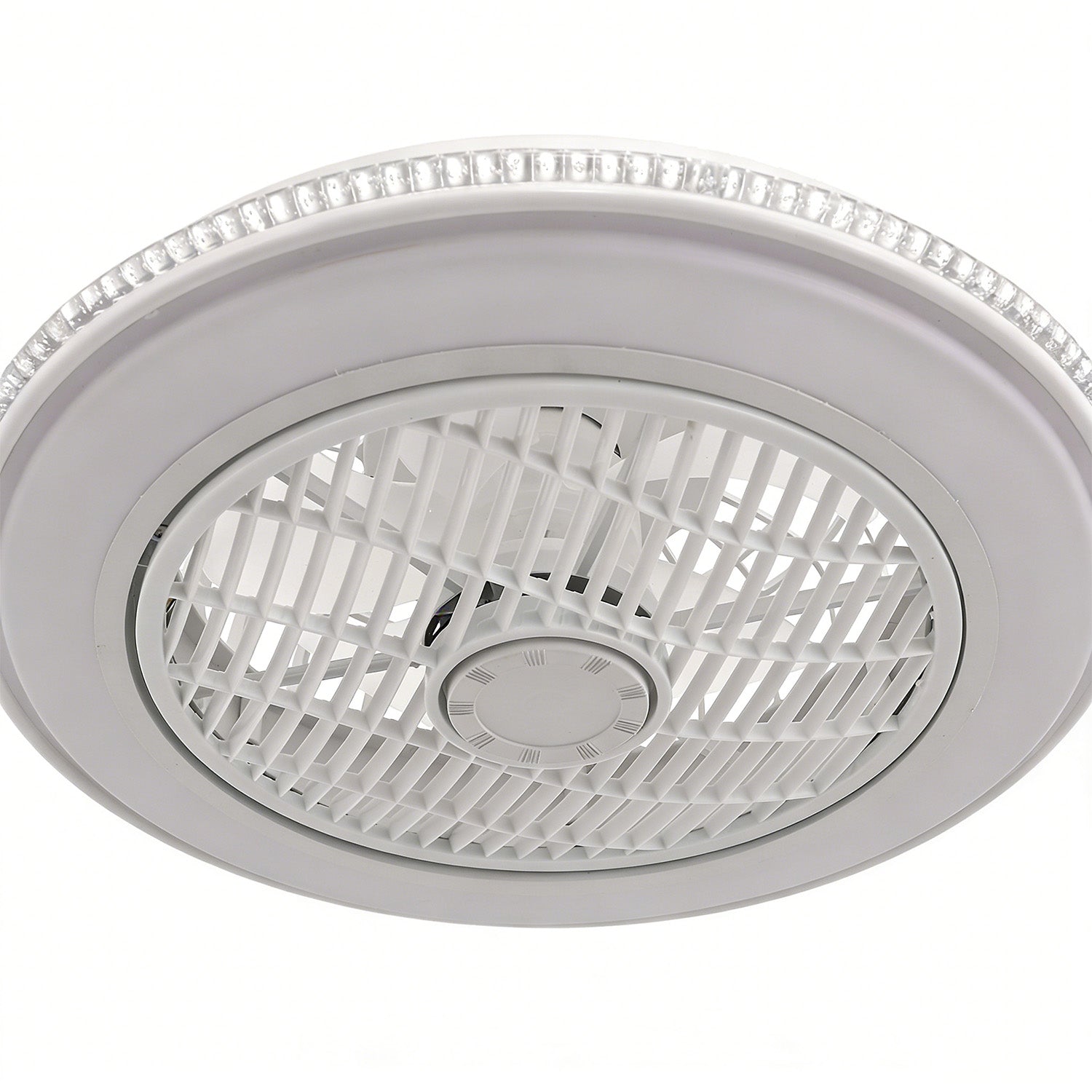 Jandcase 19in LED Ceiling Fan with Light, 5 Blades, Remote Control, Stepless Dimming, 3000K-6500K, Gray & White