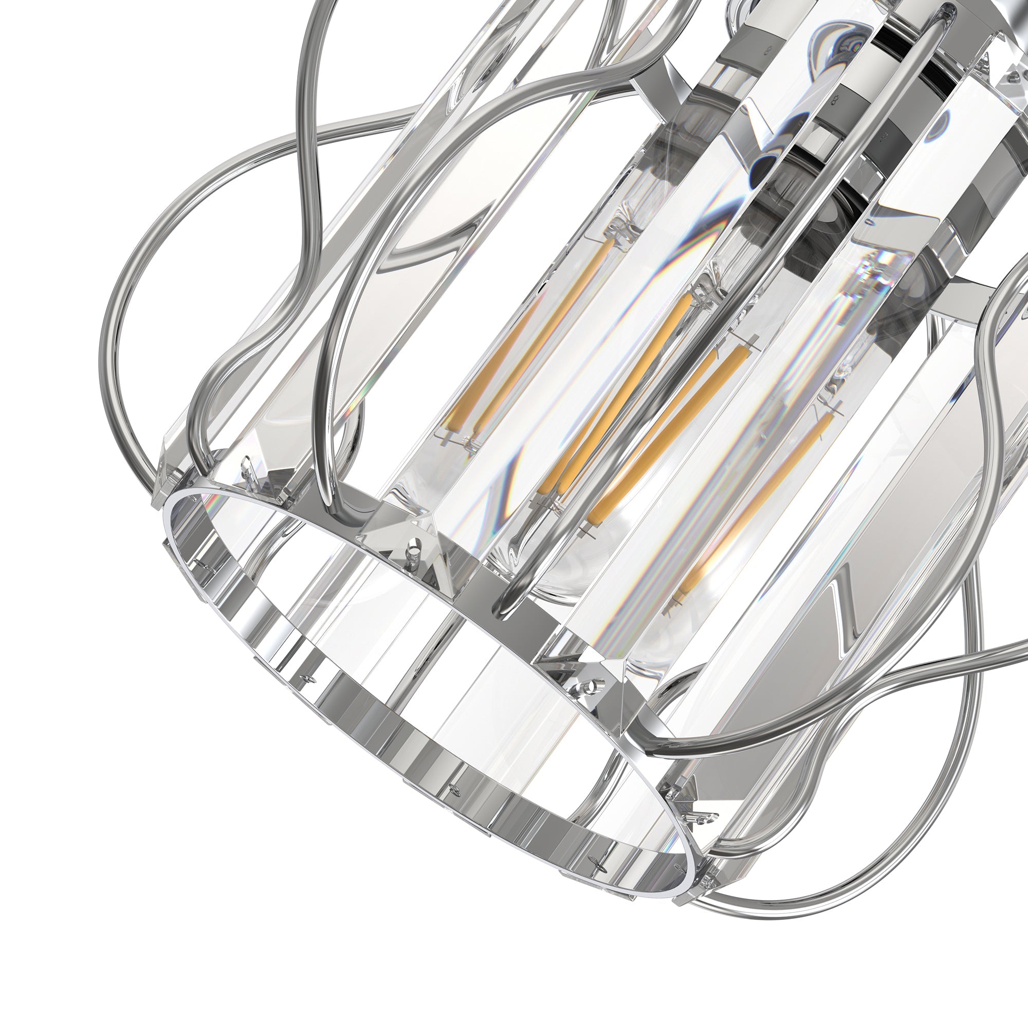 Jandcase 7.1in Chrome Crystal Semi Flush Mount Ceiling Light E26 Modern Hallway Ceiling Fixture with Triangle Crystal Accents