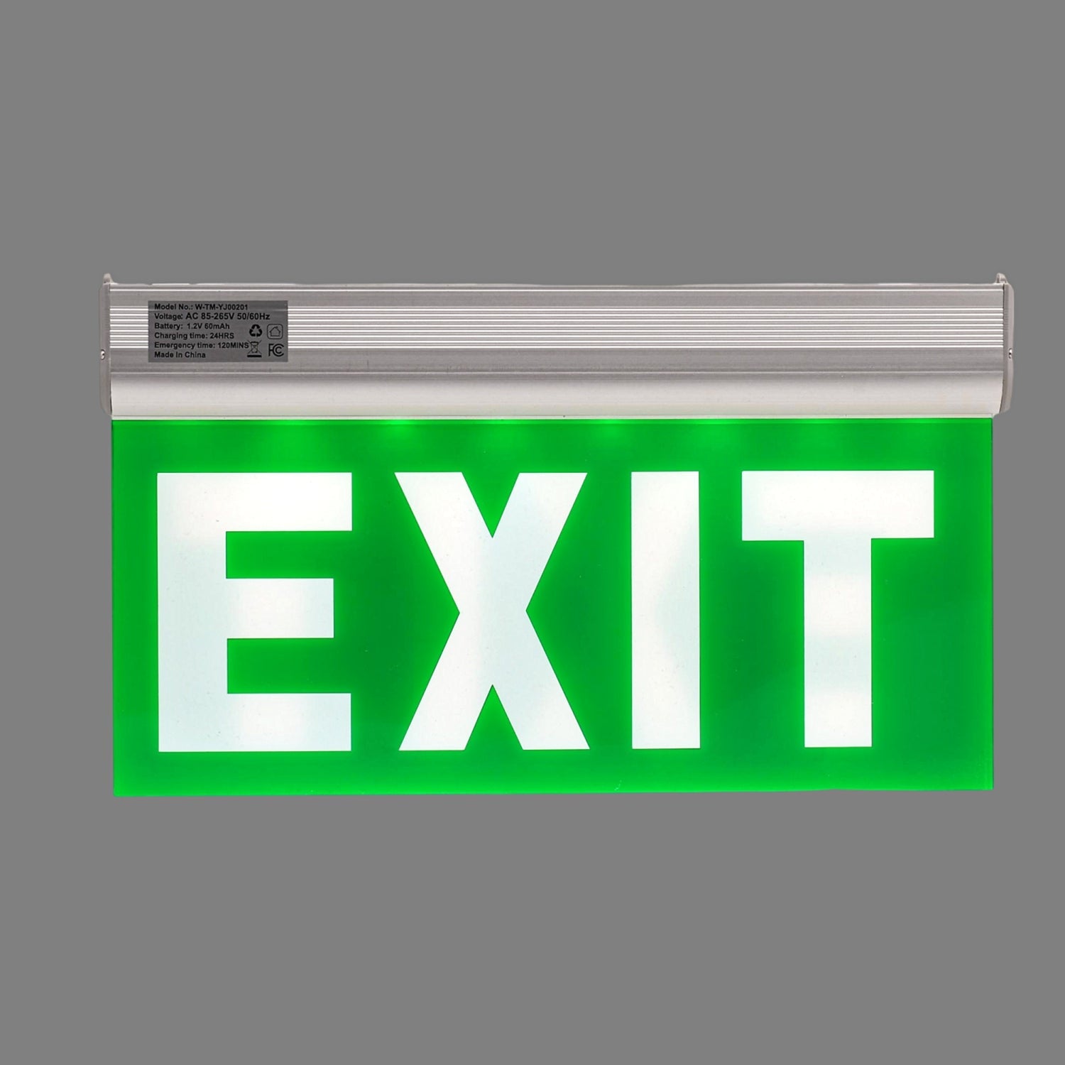 3-Watt Integrated LED Green Acrylic/Aluminum Emergency Light Exit Sign for Hallways, Stairwells 1 Pack