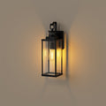 Modern 18 in. 1-Light Black Outdoor Wall Sconce with Glass Shade, Dusk to Dawn and Motion Sensor, 2-Pack