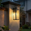 Jandcase 2-Pack Outdoor Wall Sconce, 20 Inch Black Exterior Wall Light with Square Clear Glass and Motion Sensor, E26 Base, IP23