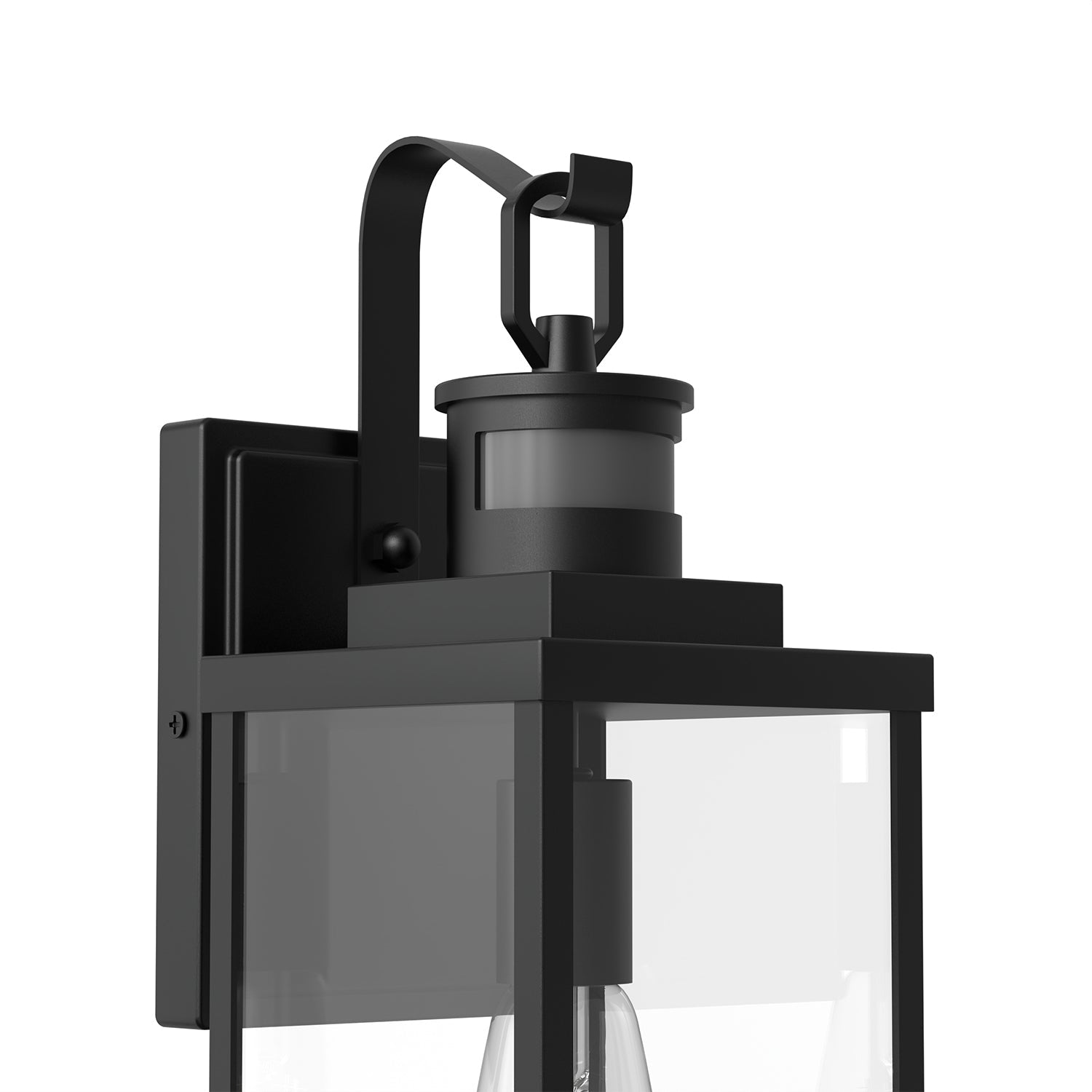 Jandcase 2-Pack Outdoor Wall Sconce, 20 Inch Black Exterior Wall Light with Square Clear Glass and Motion Sensor, E26 Base, IP23