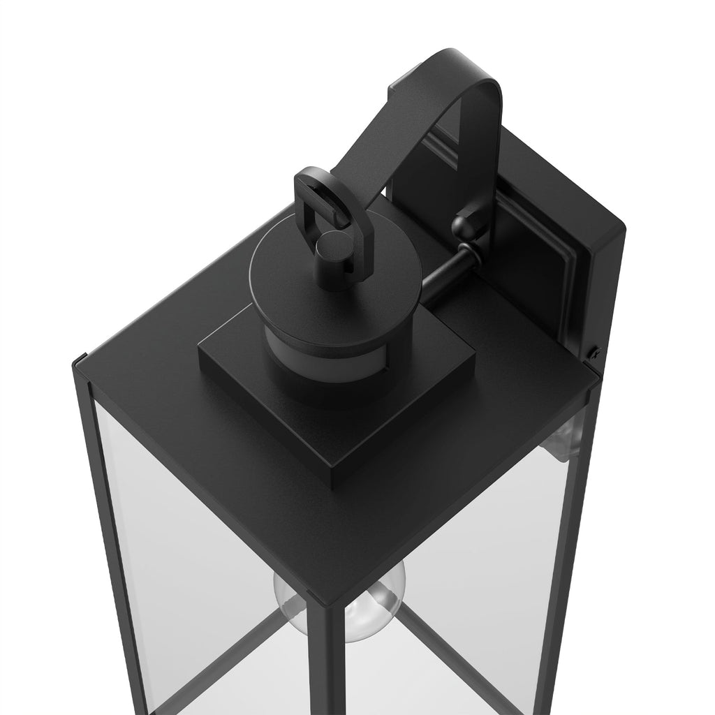 Jandcase 2-Pack Outdoor Wall Sconce, 20 Inch Black Exterior Wall Light with Square Clear Glass and Motion Sensor, E26 Base, IP23