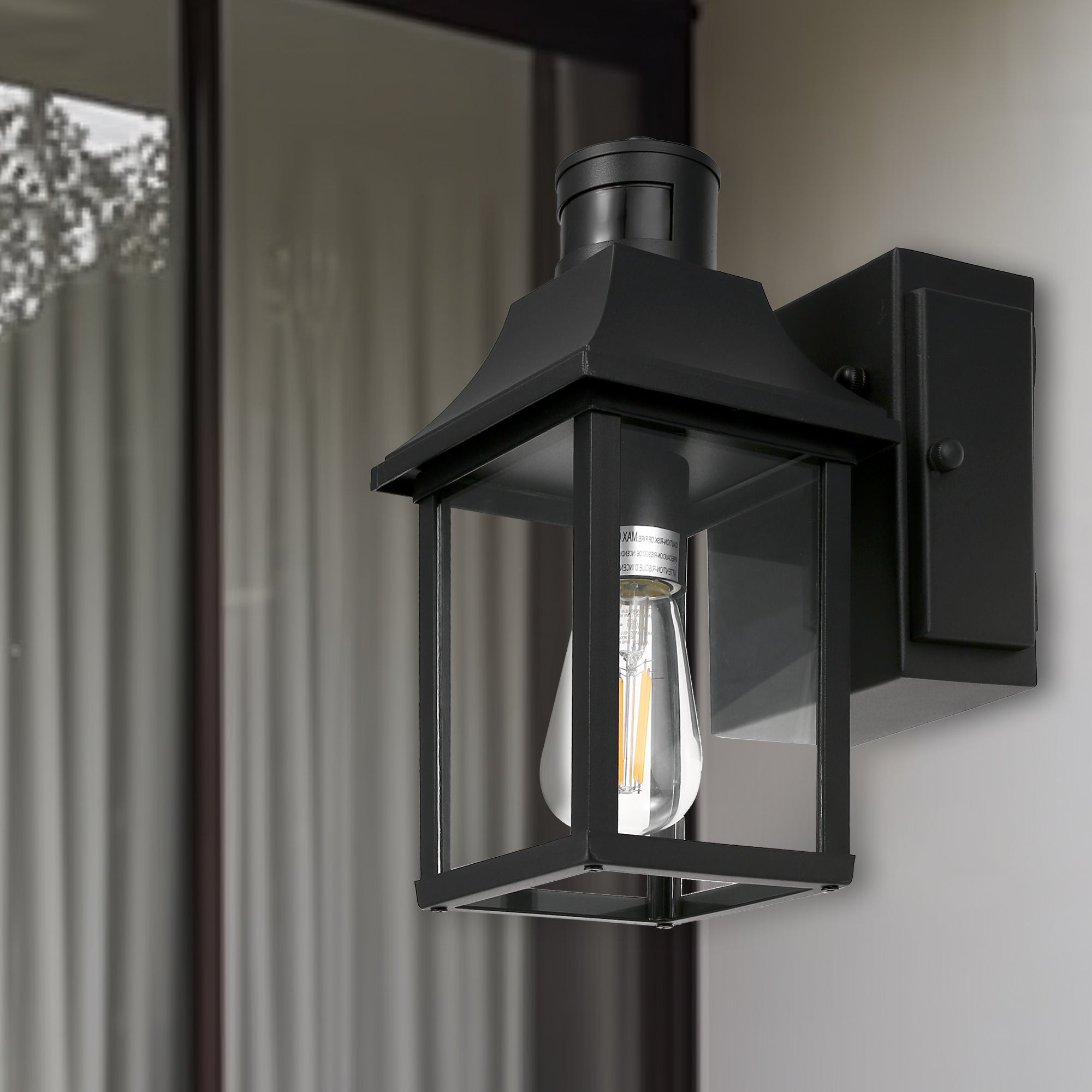 Jandcase Outdoor Wall Light with GFCI Outlet and Motion Sensor, UL Listed E26 Porch Light Fixture with 2 Modes Weather Resistant Exterior Sconce