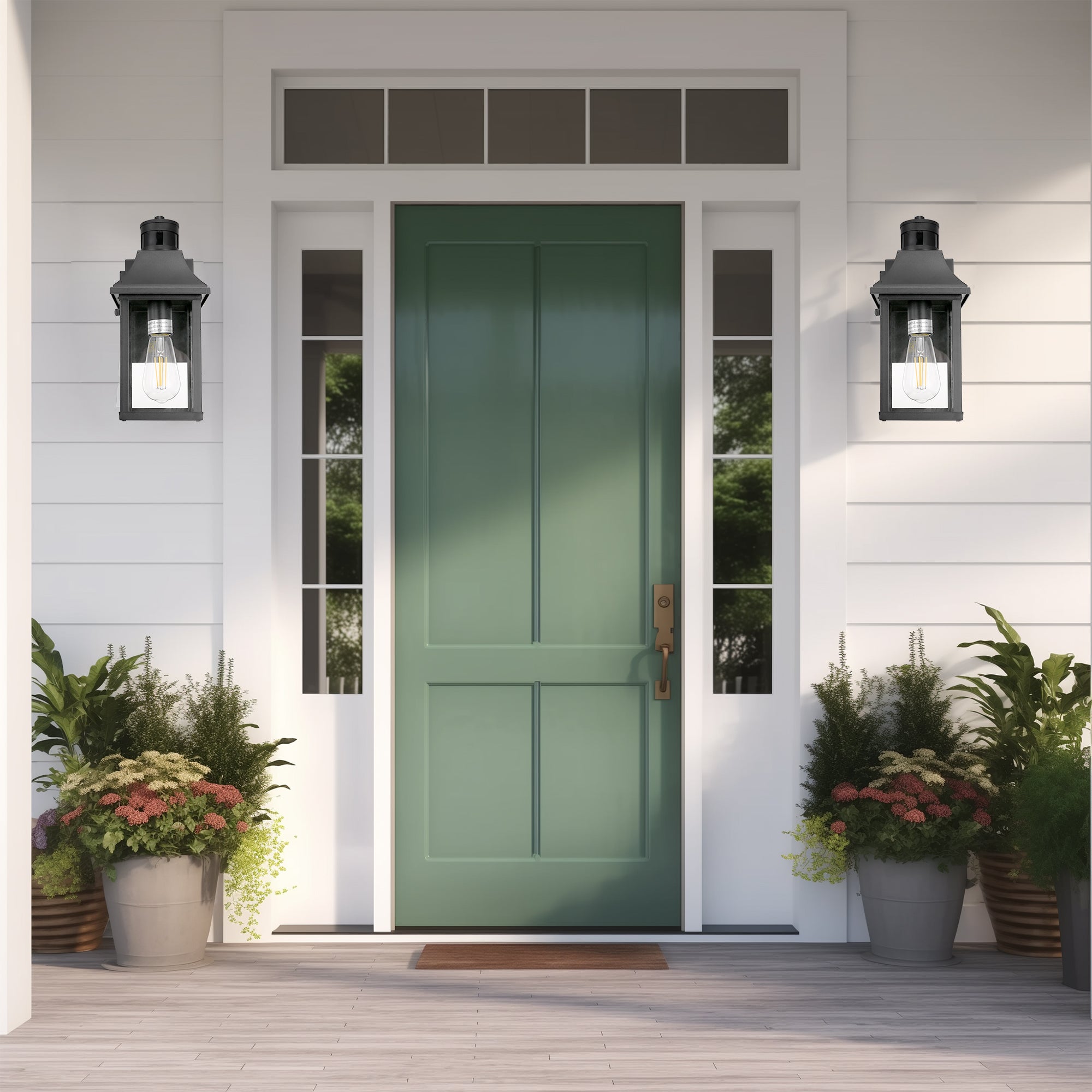 Jandcase Outdoor Wall Light with GFCI Outlet and Motion Sensor, UL Listed E26 Porch Light Fixture with 2 Modes Weather Resistant Exterior Sconce