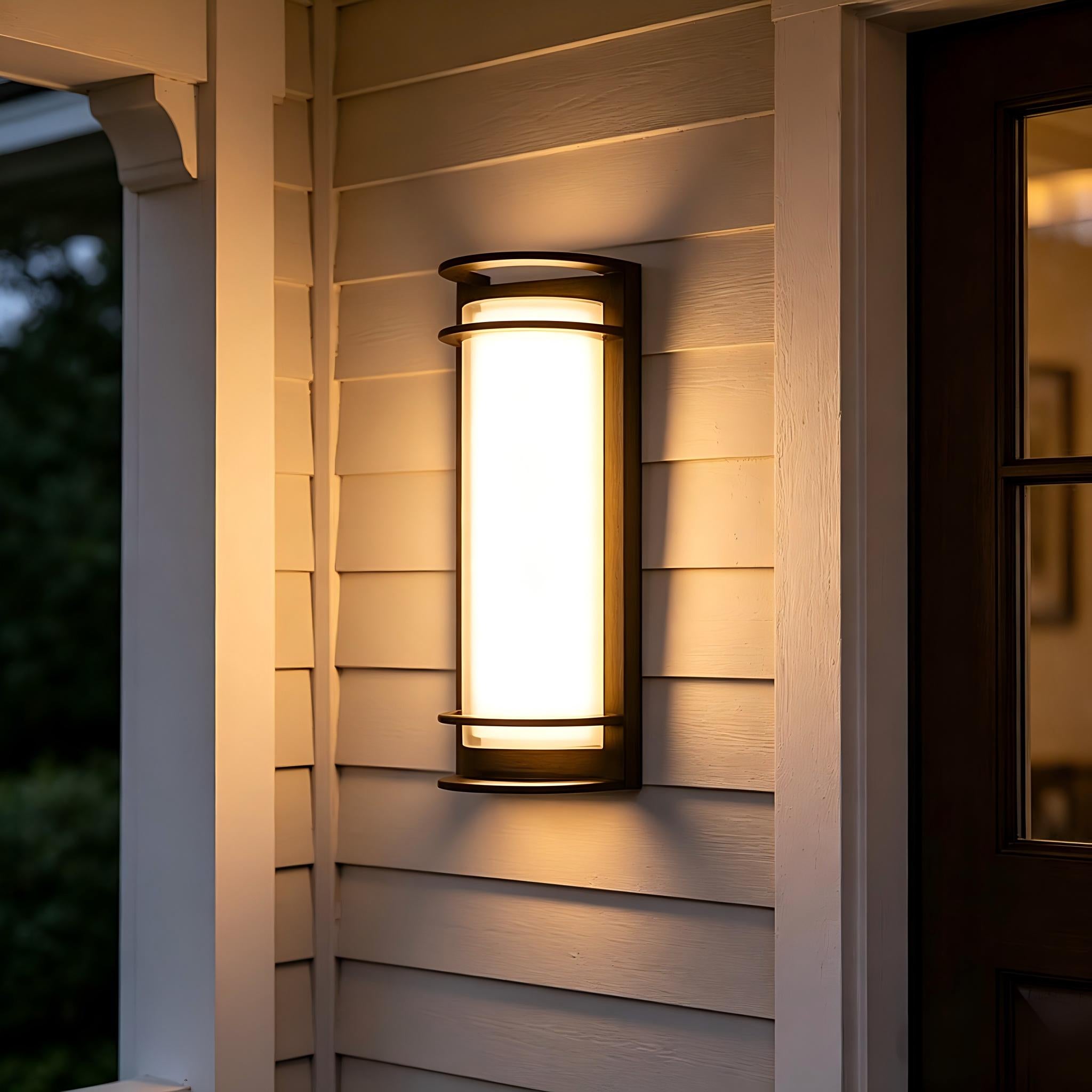 Jandcase Outdoor LED Wall Light with Glass Shade, Black Exterior Wall Sconce 30W 3000K Warm Light Modern Porch Patio Wall Fixture