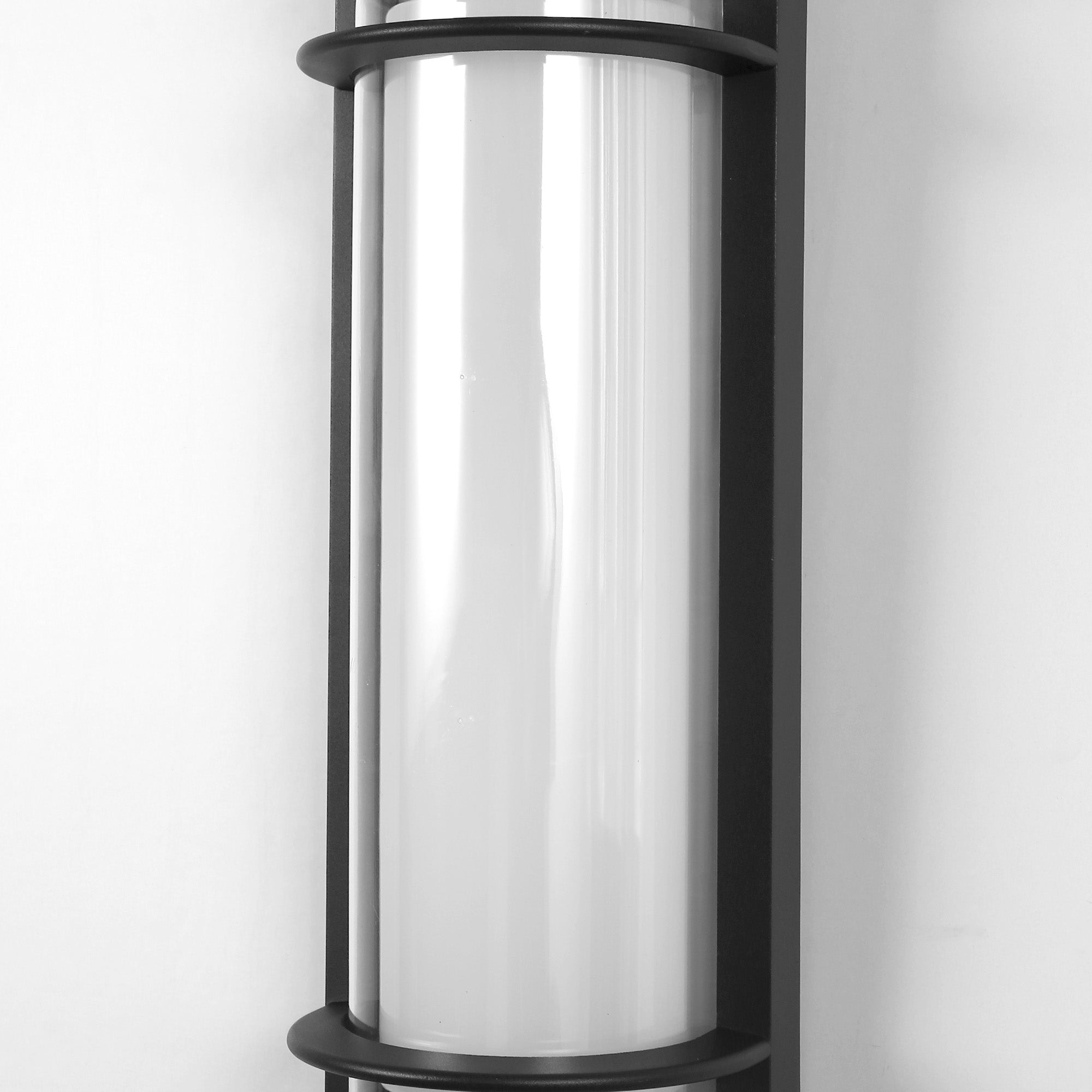 Jandcase Outdoor LED Wall Light with Glass Shade, Black Exterior Wall Sconce 30W 3000K Warm Light Modern Porch Patio Wall Fixture