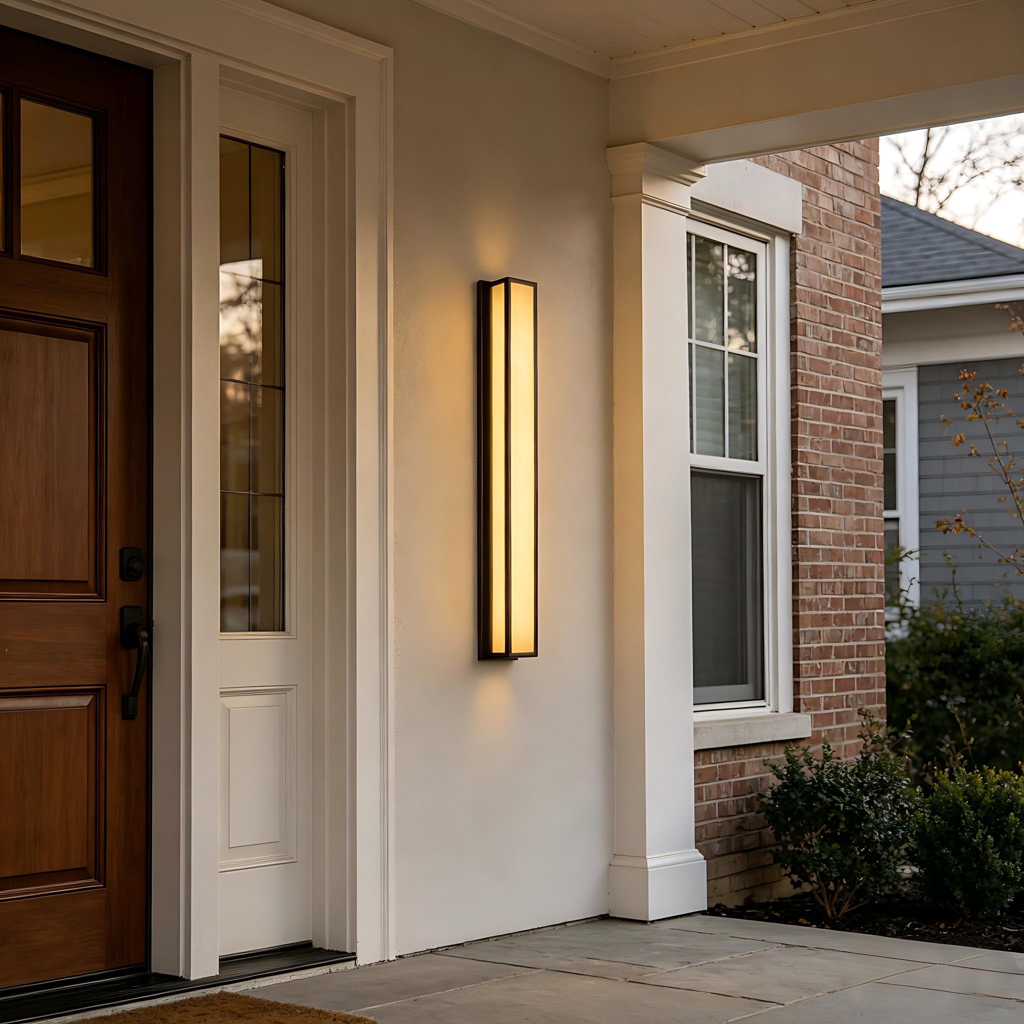 Jandcase 40.6in Outdoor LED Wall Light, IP65 Waterproof Linear Wall Sconce, 30W 3000K Warm Light Faux Alabaster Exterior Fixture Black