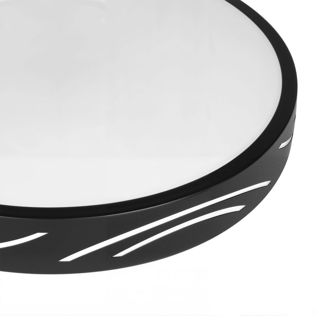 Jandcase 11. 8in Matte Black Integrated LED Flush Mount Ceiling Light with Round Plastic Shade, Dimmable 5-Level Switch for Foyer